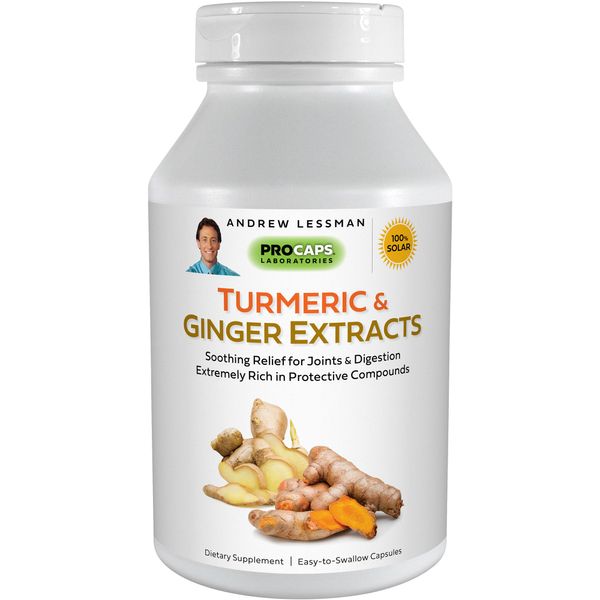 ANDREW LESSMAN Turmeric 200 Ginger Root 200-120 Capsules – Naturally Soothe The Joints and Digestive Systems. Two Pure Extracts. Protective, Anti-Aging, Anti-oxidant Properties. No Additives