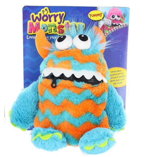 Worry Monster Plush Soft Toy blue & orange