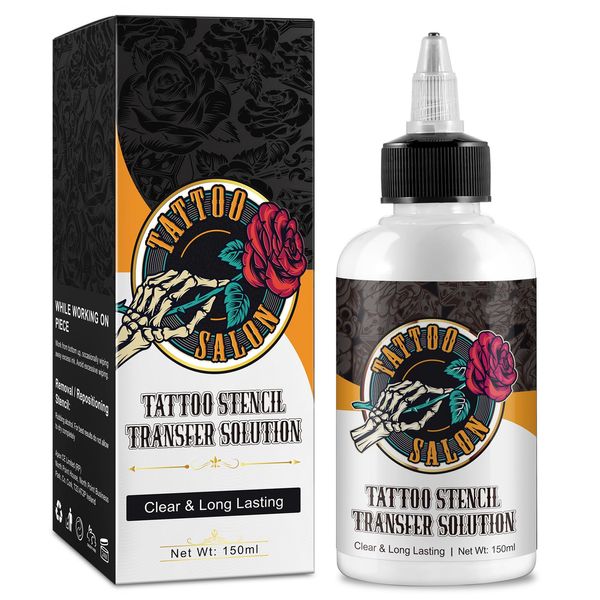 Tattoo Stencil Transfer Gel Solution,Professional Tattoo Stencil Gel Fresh Tattoo Stuff Stencil Transfer Cream Gel for Tranfer Stickers Paper Machine Soap Tattoo Supplies,Clear & Long-Lasting(150ml)