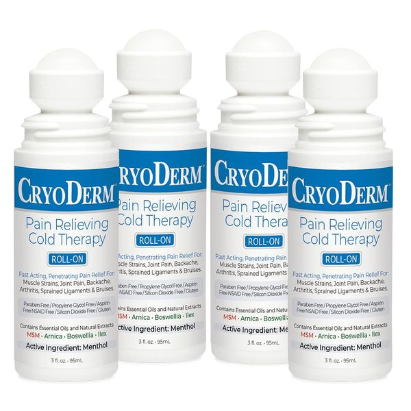 CryoDerm Cold Therapy 3 oz Roll On (4 Pack)