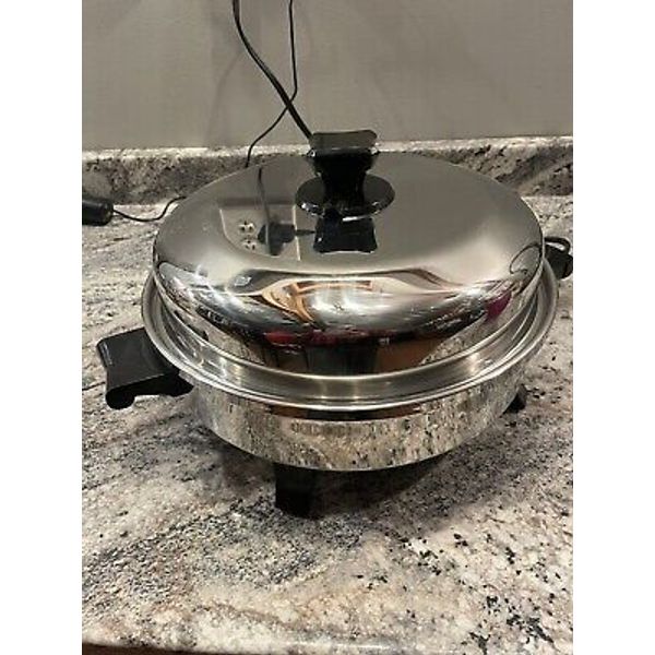 Health Craft 12" Electric Skillet K7273 Oil Heat Stainless Cookware 1150 watts