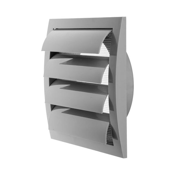 Grey Exhaust Hood Vent 6'' Inch / 150 mm with Shutters, Built-in Pest Guard Screen and Flange, Air Vent Cover with Flaps, HVAC Exhaust Vent Duct Cap, Helps with Backdraught/Backdraft