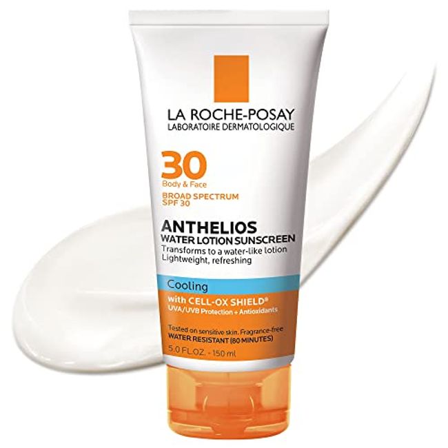 La Roche-Posay Anthelios Cooling Water Lotion Sunscreen for Body and Face, Broad Spectrum Sunscreen SPF, Absorbs Quickly, Water Resistant Every Day Sun Protection for Sensitive Skin