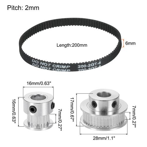 uxcell Timing Pulley 20 & 40 Teeth 8mm Bore Synchro Wheel with Belt and Wrench for 3D Printers, CNC Machines