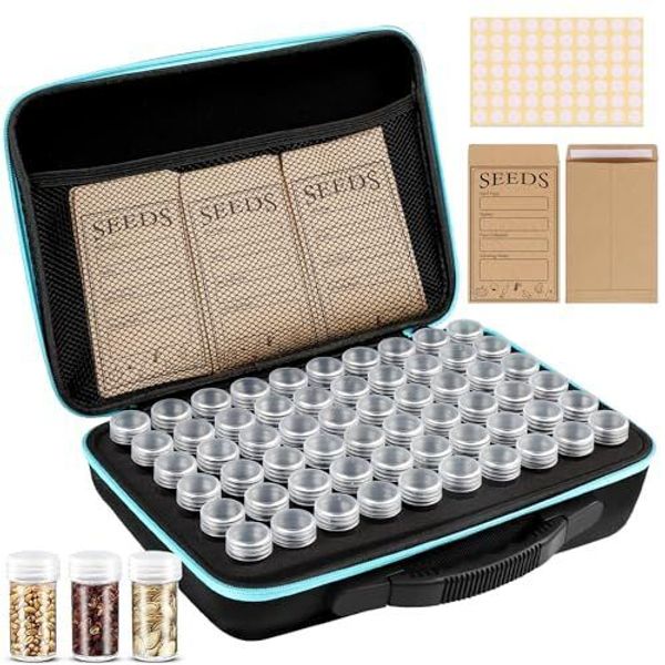 60 Slots Seed Organizer Box - Garden Seed Storage with Label Stickers