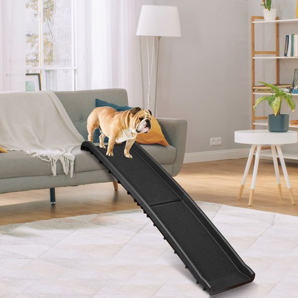 61“ Portable Dog Ramp Folding for Pets Ladder Incline W/Rubber Feet & Guide Rail