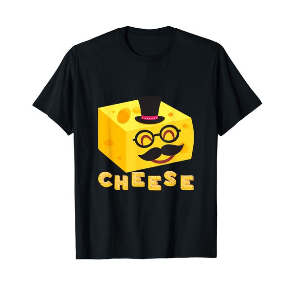 Mr. Cheese With Hat Moustache Cartoon Comical Food T-Shirt