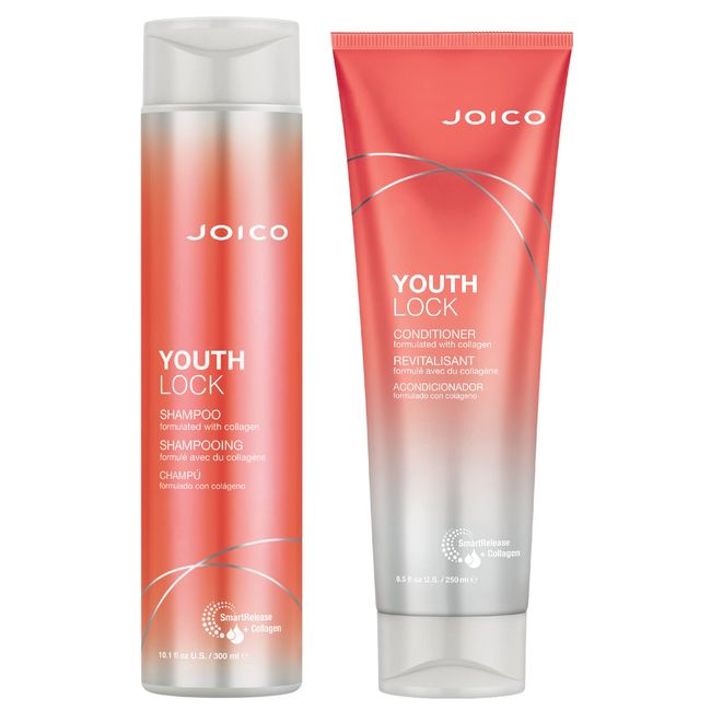 YouthLock Shampoo & Conditioner Set Formulated with Collagen | Youthful Body & Bounce | Reduce Breakage & Frizz | Free of SLS/SLES Sulfates