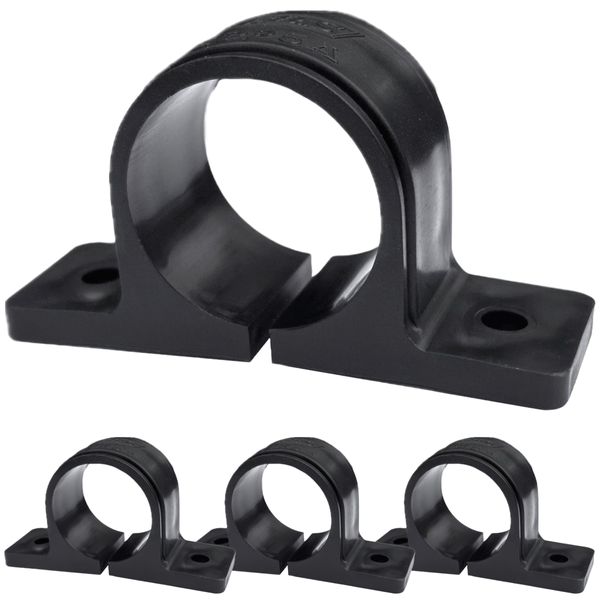 Kouei Kasei KFBS01-1405 Resin Saddle Band, 1.3 inches (32 mm), Pipe Fixing Bracket, Rector, Joint, PVC Piping, Black, 4 Pieces