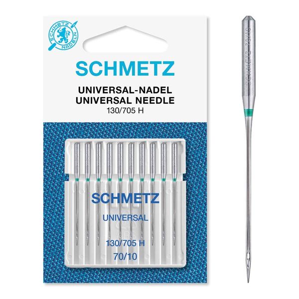 SCHMETZ Domestic Sewing Machine Needles | 10 Universal Needles 130/705 H Needle Size 70/10 | Suitable for a Wide Range of Fabrics | for on All Conventional Household Sewing Machines