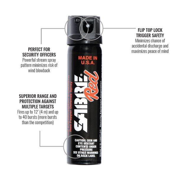 SABRE Magnum 120 Pepper Spray, 40 Bursts, 12-Foot (4-Meter) Range, Extra Large 122 Gram Canister, UV Marking Dye, Flip Top Safety