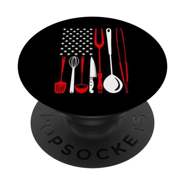 Patriotic Chef Flag Baking Cooking Utensils Kitchen Tools PopSockets Swappable PopGrip