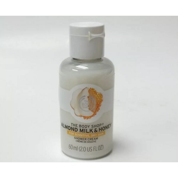 The Body Shop ALMOND MILK & HONEY Shower Cream TRAVEL SIZE 2 oz / 60 ml,