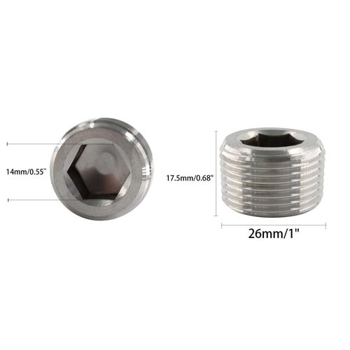 AUXBC Stainless Steel Pipe Fitting 3/4" NPT Hexagonal Countersunk Male Thread Pipe Plug, 3PCS