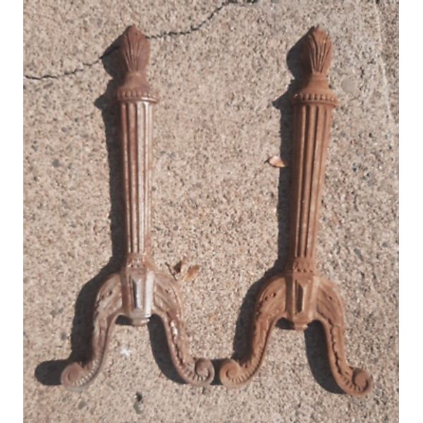 Antique Vintage Cast Iron Andirons