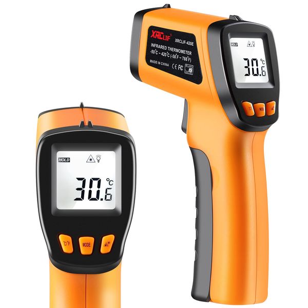 Infrared Thermometer Gun -58°F to 788°F, Laser Temperature Gun with Adjustable Emissivity, Non Contact Laser Thermometer for Cooking/BBQ/Pizza Oven/Grill & Engine - Heat Temperature Gun