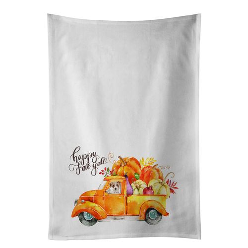 Caroline's Treasures CK2679WTKT Fall Harvest Jack Russell Terrier White Kitchen Towel Set of 2 Dish Towels Decorative Bathroom Hand Towel for Hand, Face, Hair, Yoga, Tea, Dishcloth, 19 X 25, White