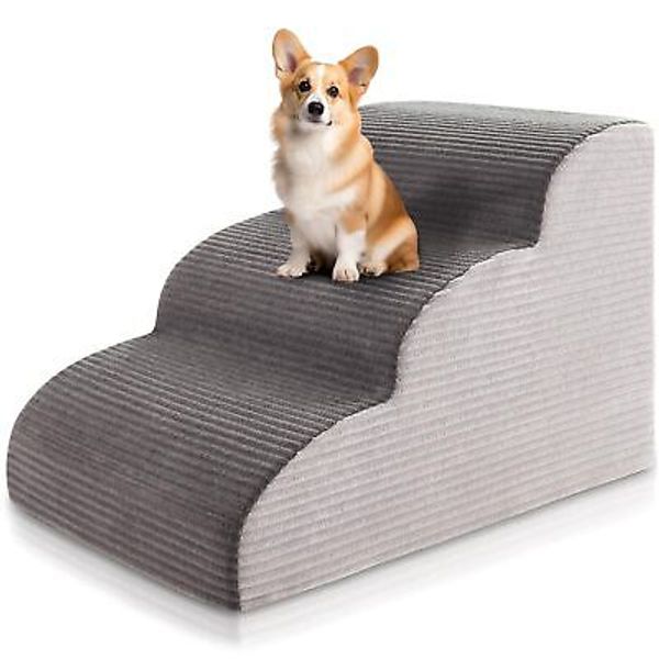 15.7”H Curved Dog Stairs for Beds Couches, Pet Steps with Durable Non-Slip