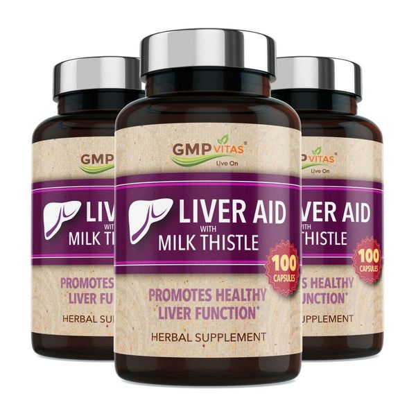 GMPVitas Premium Liver Support with Milk Thistle Supplements (3 Bottles)