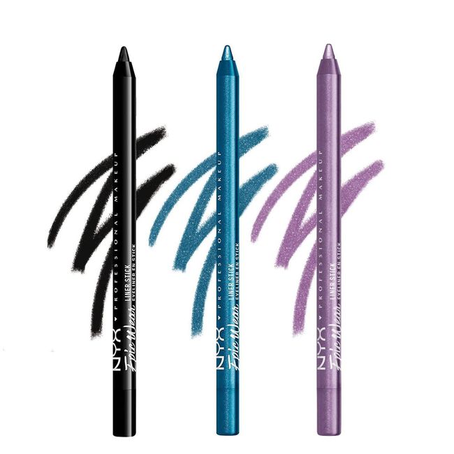 NYX Professional Makup Langanhaltender Eyeliner, Epic Wear Long Lasting Liner Stick, Black (Schwarz) & Turquoise (Türkis) & Purple (Violett), Dreierpack