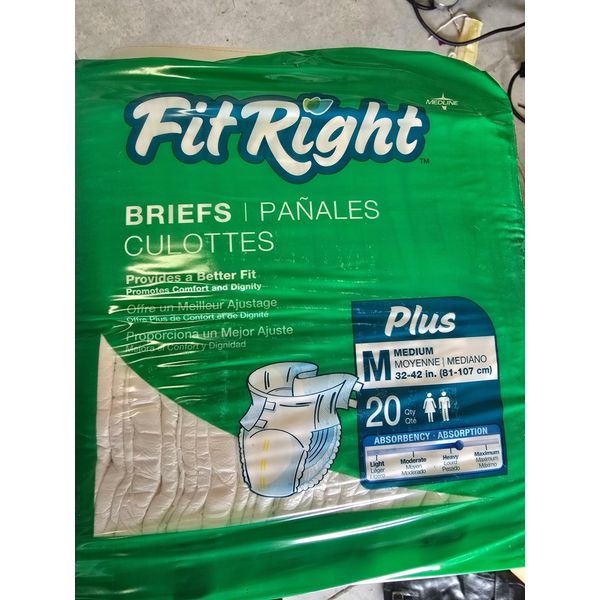 Medline FitRight Briefs - 80 Pack (4x20) size Medium New 