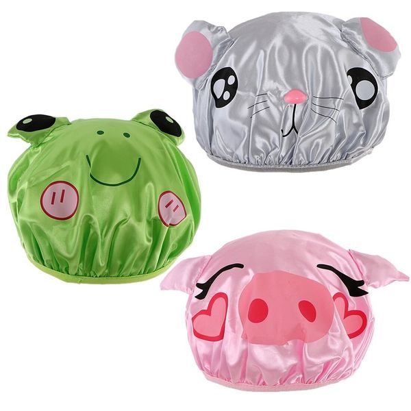 kilofly 3pc Waterproof Reusable Bath Hat Kids Fun Cartoon Animal Shower Caps Set