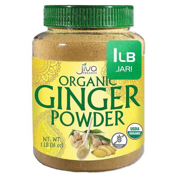 Organic Natural Ground Ginger Root Powder Container USDA Certified Non-GMO 1LB