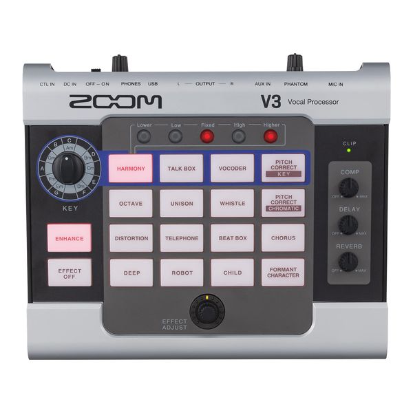 Zoom V3 Vocal Processor, Harmony, Pitch Correction, Reverb, Delay, 16 Studio Grade Effects, Battery Powered, for Streaming, Recording, and Live Performance