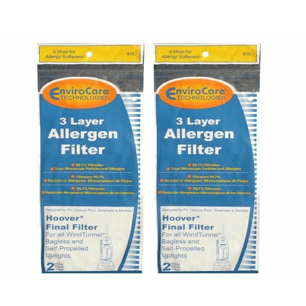 (4) Fits For Hoover WindTunnel Self Propelled 3 Layer Final Filters, Bagless, Up