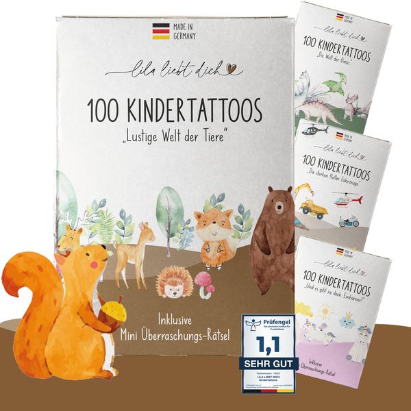 lila liebt dich® 100 angesagte Tattoo Kinder Motive mit Tieren // Kindertattoos hautfreundlich & getestet // Kinder Tattoo Mädchen & Jungs Made in Germany // Schonende Tattoos Kinder hautfreundlich