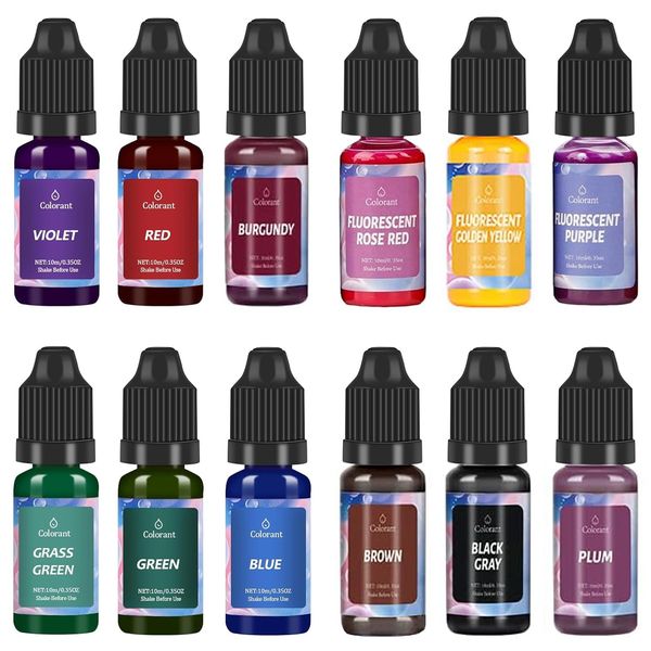 Candle Dye, 12 Colors Highly Concentrated Oil-Based Liquid Candle Colour Dye for Candle Making, Liquid Candle Wax Dye for Wax Melts, Candle Colours Candle Dye for Soy Wax