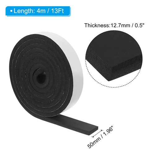 PATIKIL 13Ft x 2 inch x 1/2 inch Pipe Insulation Tape,1Pcs Rubber Sponge Tape with Adhesive Backing Weather Resistant Wrap Tape for Preventing Pipes from Freezing and Damage, Black, White