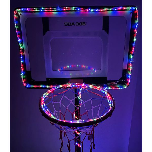 SCOTEEP LED Basketball Hoop Lights, Updated Design18ft LED Basketball Rim Light Ideal for Kids Adults Parties and Training Waterproof 8 Modes Multicolor for Playing at Night Outdoors
