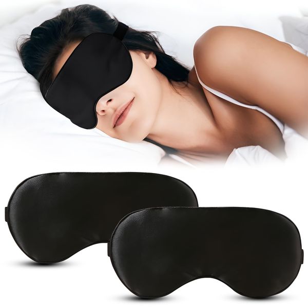 2 Pack Sleep Mask, Eye Mask for Sleeping, Blackout Eye mask with Hot Cold Gel Ice Pack for Dark Circles, Soft Blindfold for Sleeping, Blocks Light Eye Sleep Shade Cover for Women Men Travel Black