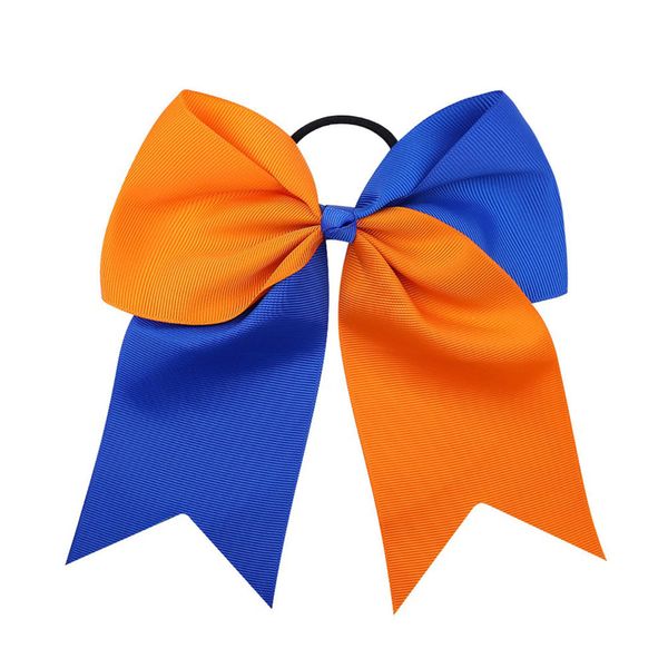 Girls Hair Bows Ponytail Holder Hair Ties cheer bows,cheerleader bows for girls Royal Blue Orange cheer bows.(FS12-Royal Blue Orange)