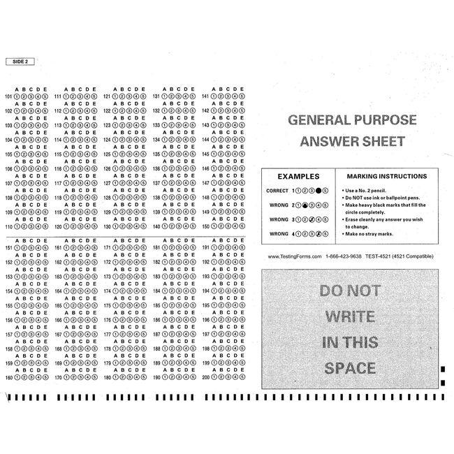 TEST-4521 (50 Sheet Pack) Compatible Testing Forms