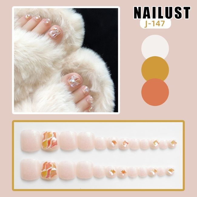 Toe Nails  [Set of 24] Nail Tips Nail Tips Nail Stickers False Nails False Nails Present Paste Nails Peelable Summer Nails Nail Supplies Nail Art Nail Parts NAILUST