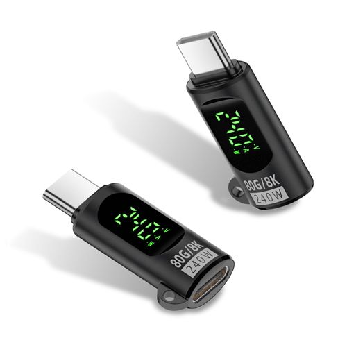 Duttek 80Gbps USB C Adapter with Digital Display, Thunderbolt 4 Connector 240W, 8K@60Hz, USB C Watt Meter Display Adapter for iPhone 16/15 Series,Thunderbol5/4/3, Game Controller, Black (2-Pack)