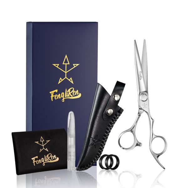 Fengliren High-end Professional Extremely Very Sharp Barber Hair Cutting Scissors Hairdresser Shears For Hair 6 Inch Haircut Scissor Made Of 440C Stainless Steel For Hairdressing Salon and Home Use