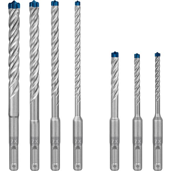 Bosch Professional 7x Expert SDS plus-7X Hammer Drill Bit Set (for Reinforced concrete, Ø 5-12 mm, Accessories Rotary Hammer Drill)