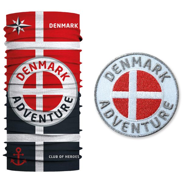 Club of Heroes Patch-Set (Dänemark Flagge) 1 Abzeichen gestickt + 1 Multifunktionstuch aus weicher Mikrofaser/Applikation Patches Aufbügler Aufnäher/Halstuch Kopftuch Schal