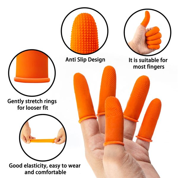 Pufeuoo 200Pcs Latex Finger Covers Anti Slip Finger Protectors Durable Finger Protectors Caps Finger Cots for Sewing, Adhesives, Gardening and Wax