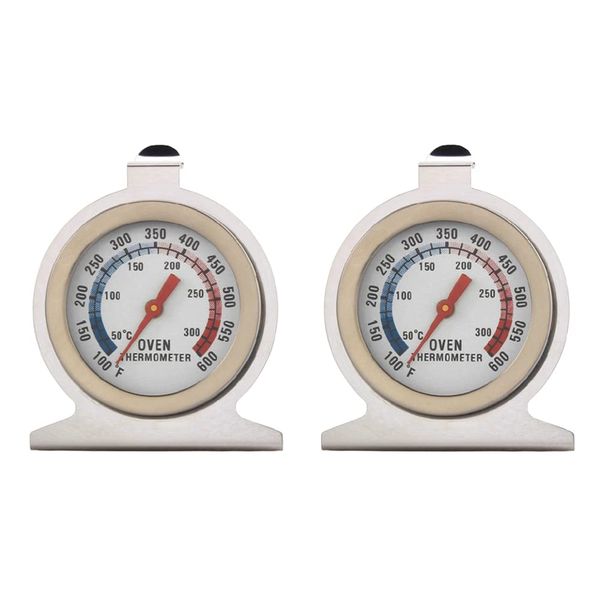 2PCS Oven Thermometer, Stainless Steel Dial Oven Thermometer Portable Food Cooking Baking Temperature For Fan, Gas, Electric, Pizza Oven, Air Fryer, or Range Cooker - Cooking/Baking/BBQ