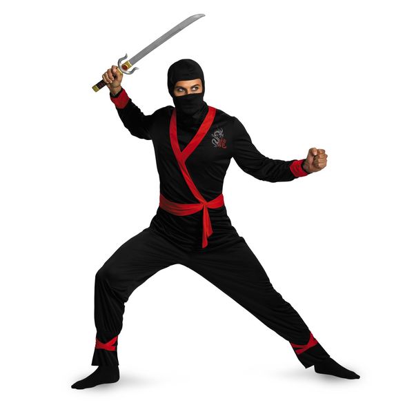 Disguise Men's Ninja Master Costume, Black/Red, X-Large