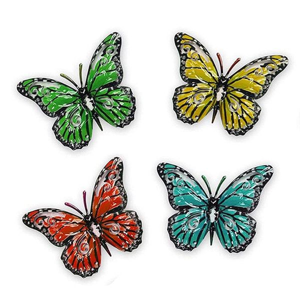 Maggy Kay Gifts Set of 4 Decorative Garden Butterfly Fence Hangers for Outdoor Sheds Walls Fences