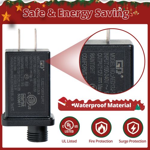 Replacement Adapter for Christmas Inflatables, Plug for 5-6 ft Christmas Blow Up, 1A 12V Class 2 Power Unit, Transformer US Plug for Xmas Inflatable, for 0.8A 1A Blower