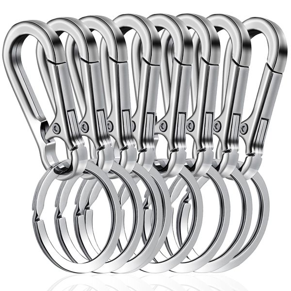 GEEHUA 8 Stück Metall Karabiner Schlüsselanhänger, Robuster Zinklegierung Karabiner Clip, Autoschlüsselhalter, Rostfreie Schlüsselanhänger Clips Karabiner Schlüsselanhänger für Männer und Frauen