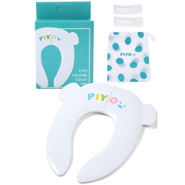 PIYO Folding Toilet Seat with Storage Pouch for Kids, Portable, Toddler, Toddler Toilet Seat Training, Potty, Baby (White)