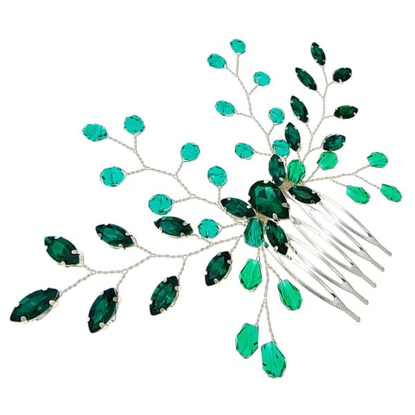 CAXUSD Green Crystal Bride Headpieces for Wedding Green Hair Accessories Hair Accessories for Women Bridal Hair Accessory Rhinestone Hair Comb Headgear Rhinestones Green Miss Wild Emerald