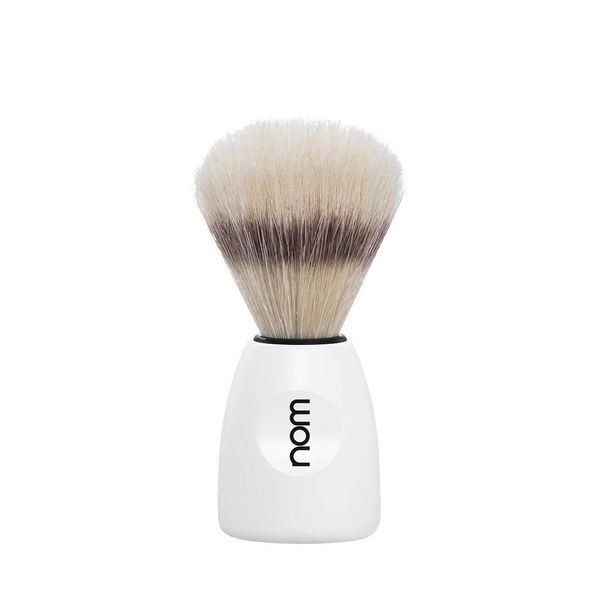 nom Lasse Natural Bristle Shaving Brush (Handle: White)